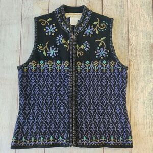 Vintage Norm Thompson zip sweater vest sz S